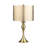Set Of 2 Steel Table Lamps with Metal over Linen Double Drum Shade-1776437568