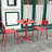 Red Square Folding Table – 23.6"X23.6"X29.5" Indoor & Outdoor Iron Table, Rust-Resistant, Waterproof, Sturdy X-Shaped Design, Easy Fold & Storage-1930515628