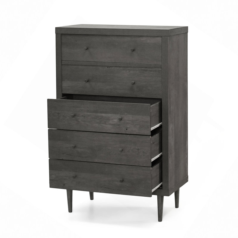 Commode à 5 tiroirs Nordic, Gris