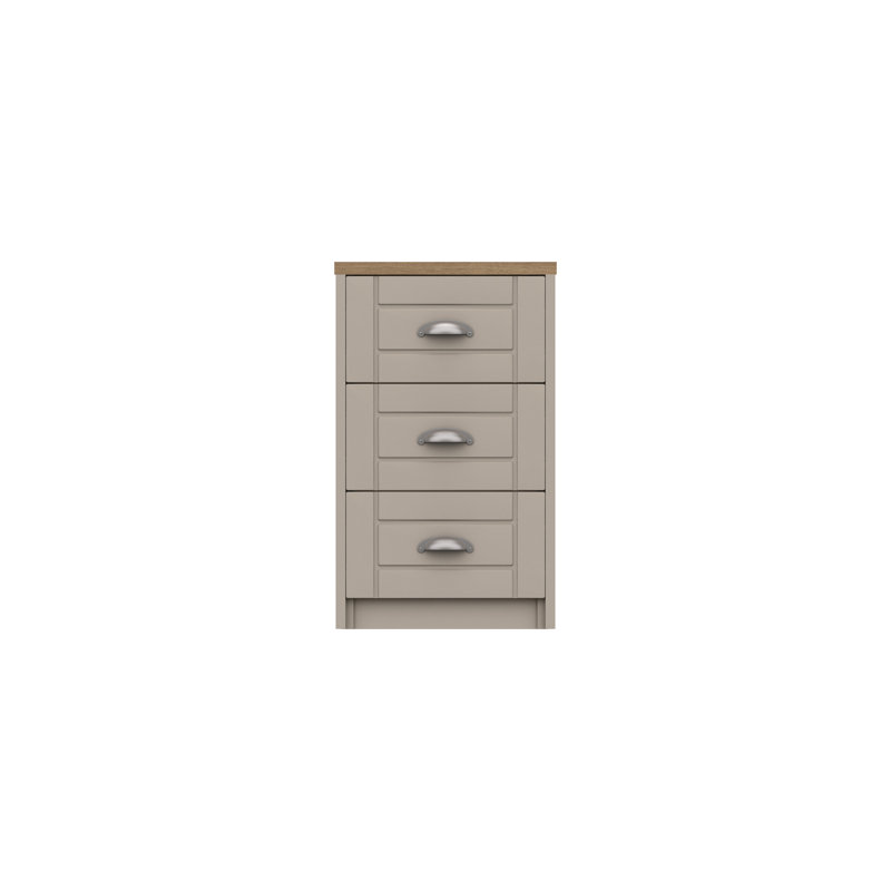 Newhaven 43.4cm W Manufactured Wood Bedside Table, Natural Rustic Oak/Fired Earth