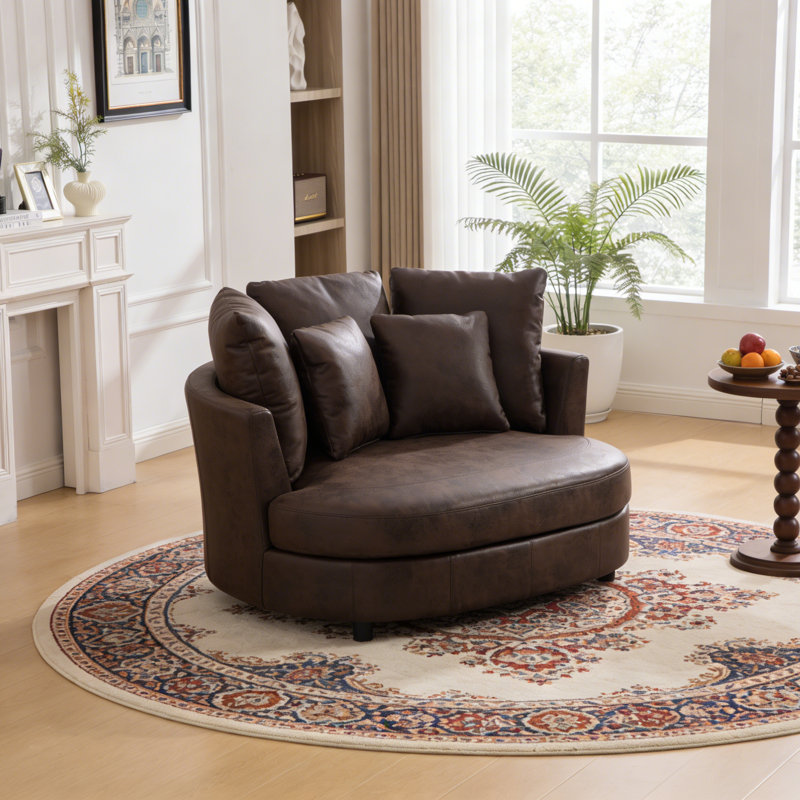 Fauteuil demi-tonneau rembourré en chenille