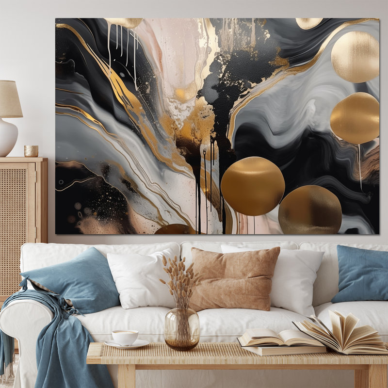 Marbre gris et doré captivant - impressions sur toile de marbre abstraites