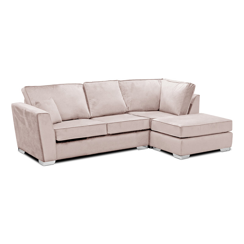 Quade 4 Seater Velvet Corner Sofa , Right Hand Facing, Blush