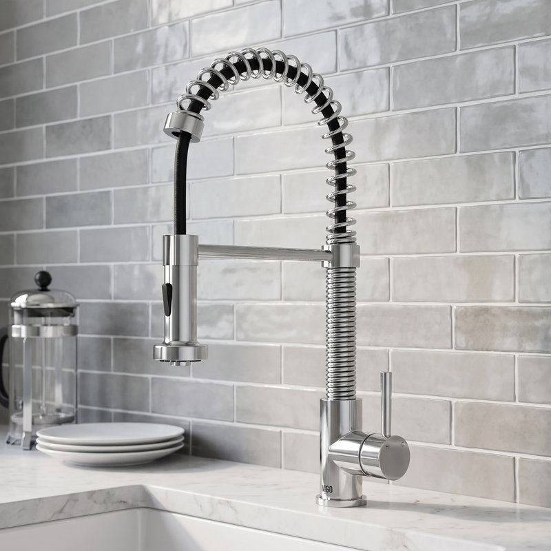 Edison 19" H 1-handle Pull-Down 2-Function Sprayer Kitchen Faucet, Chrome, Without Soap Dispenser