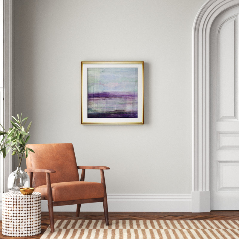 « mauve gris ii », peinture, H 28 po x l 28 po x p 2 po, Cadre doré