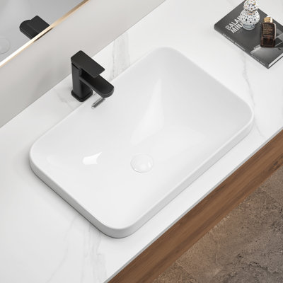 22.24" X 14.96" 6.7" Milk White Ceramic Undermount Bathroom Sink, Seamless Vessel, American Design, Scratch Material, Stable - Finish, Fit