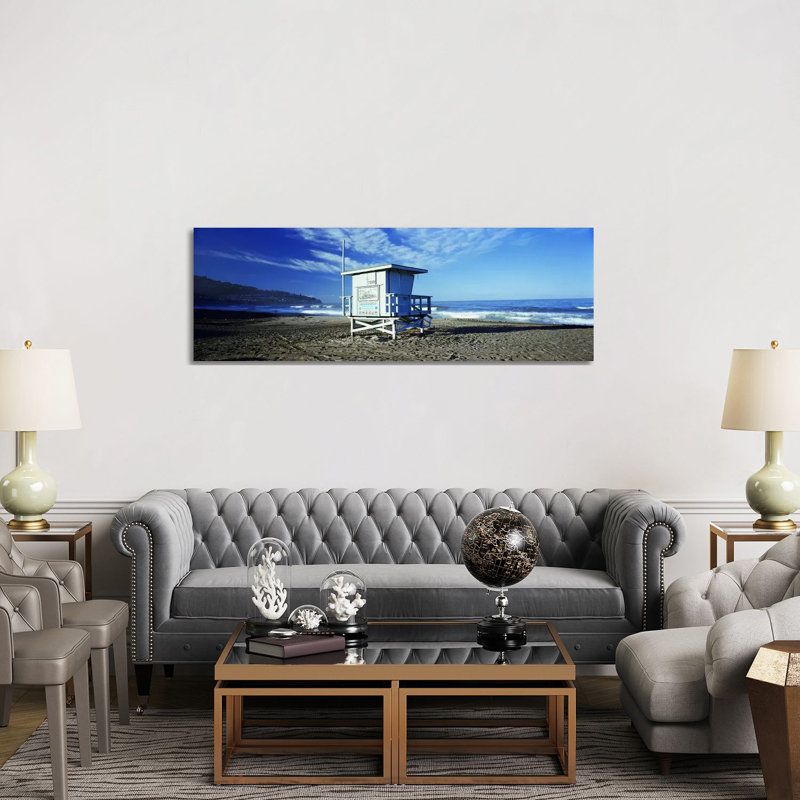 Lifeguard Hut on the Beach, Torrance Beach, Torrance, Los Angeles County, California, USA 1 Piece Wrapped Canvas Panoramic Wall Art