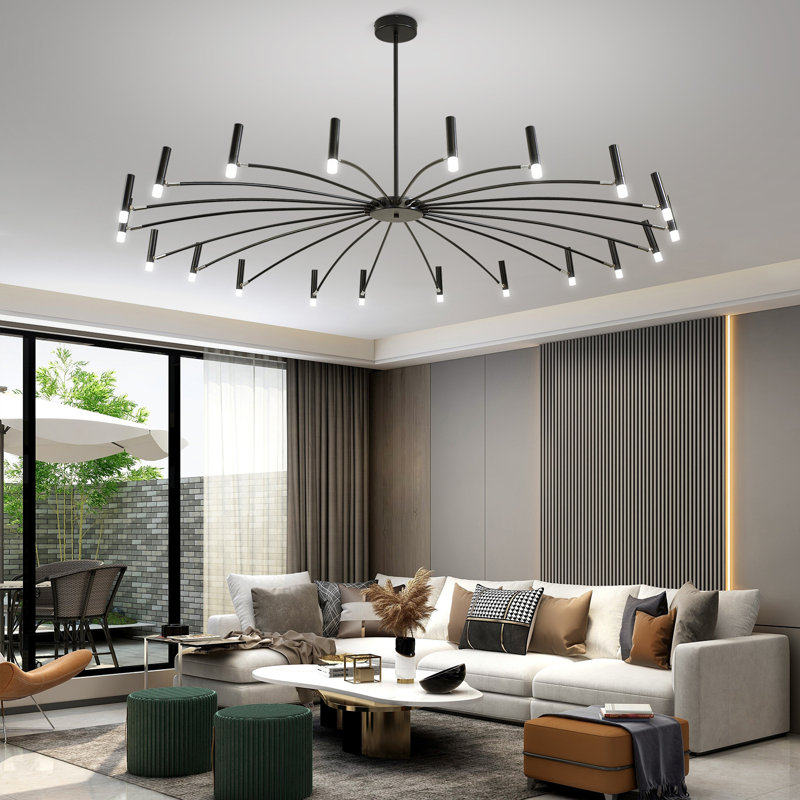 15-Light Dimmable LED Modern Chandelier, 60" H x 56" W x 56" D
