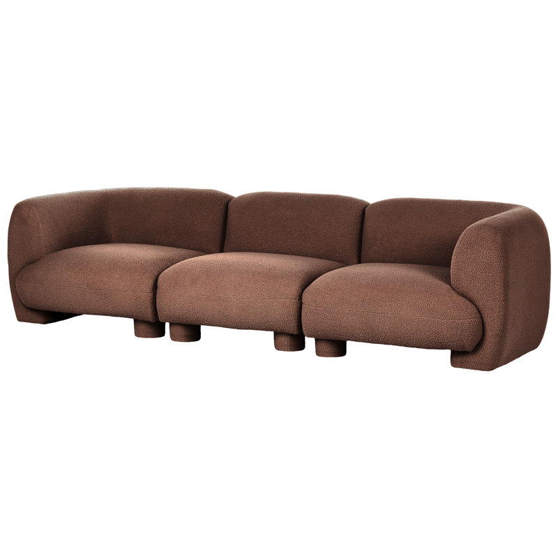 Ceonna 3 Seater Boucle Sofa, Brown Boucle, Brown