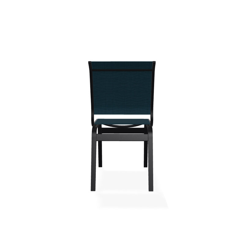 Chaise d'appoint de salle à manger Hiraku, Noir texturé, Sunbrella® bleu sarcelle