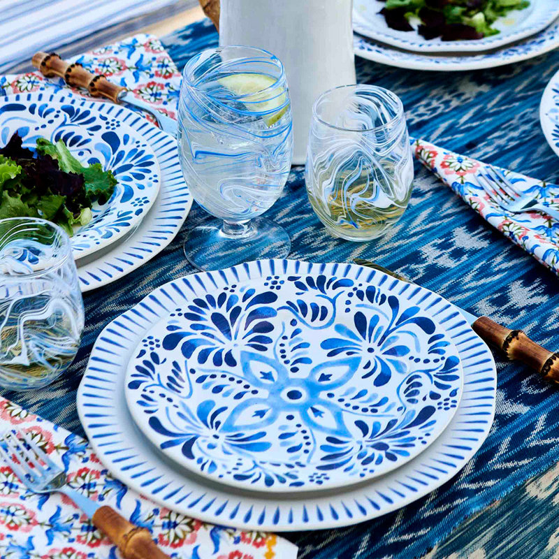 Iberian Dessert/Salad Plate, Indigo/White