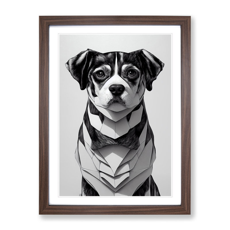Charming Dog - Single Picture Frame Print, 64cm H x 46cm W x 2cm D, Walnut
