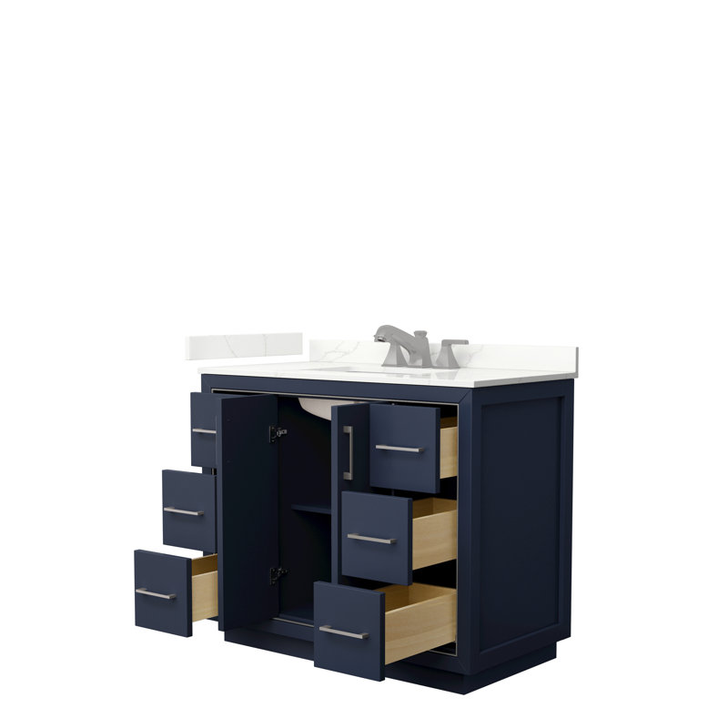 42'' W Single Vanity, Dark Blue, Giotto Quartz, Brushed Nickel