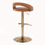 Ensemble de 3 tabourets de bar réglables, structure en métal doré avec similicuir brun clair et repose-pieds en T-1687716711-1687716713