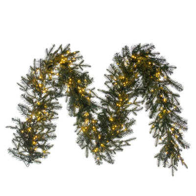 9' x 14" Georgian Fraser Fir Artificial Pre-Lit Garland with Warm White Wide Angle Lights