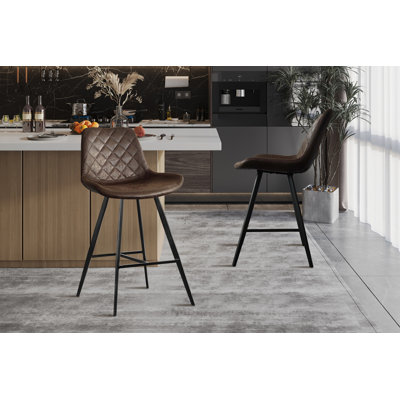 Upholstered Counter Stool with Metal Frame