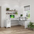 72W 3 Position Sit to Stand L Shaped Desk in White