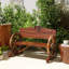 Wooden Outdoor Bench, Wagon Wheel Patio Loveseat, Carbonized
