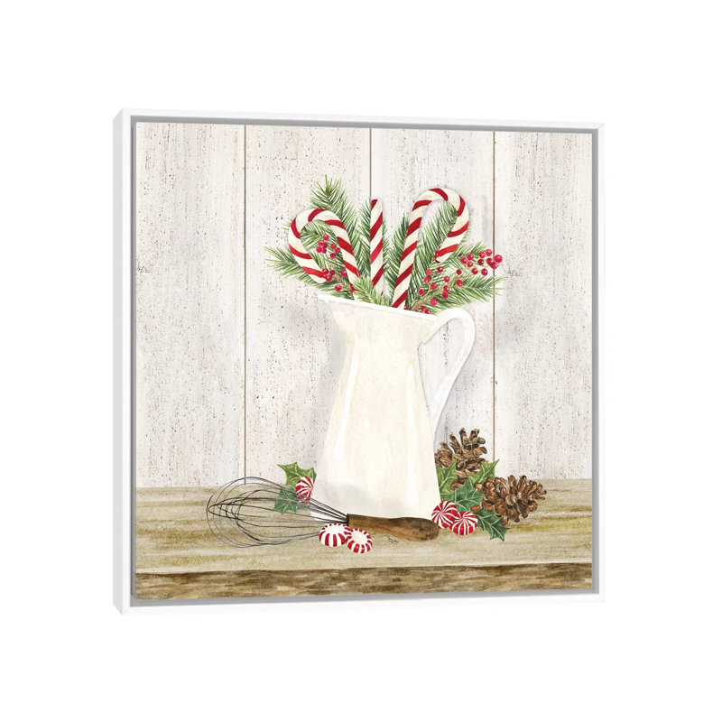 Christmas Kitchen IV by Tara Reed - Painting, No Matte, 18" H x 18" W x 1.5" D, White Framed