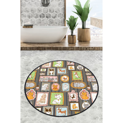 Tapis de bain antibactérien, 39,4 pouces de diamètre, 100% polyester, hauteur des poils de 10 mm | Dessous antidérapant, lavable à la machine, 700 g / m² | Doux, durable et facile à nettoyer - idéal pour la sécurité et le confort de la salle de bain