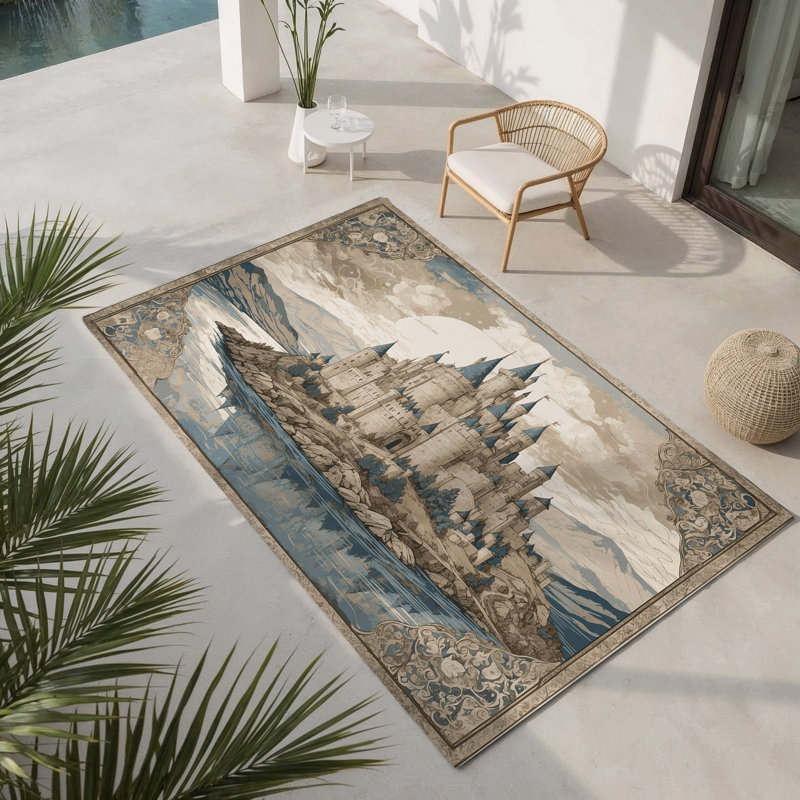 Tapis intérieur et extérieur Stonehaven Castle, Rectangle 5 pi x 7 pi