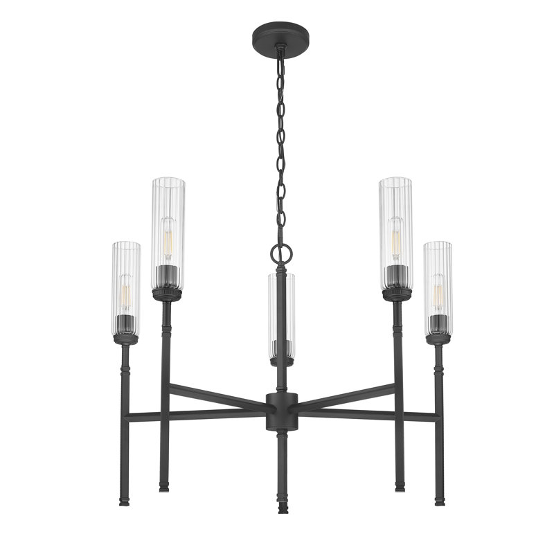 Lustre 5 lumières noir mat Granton, Noir mat