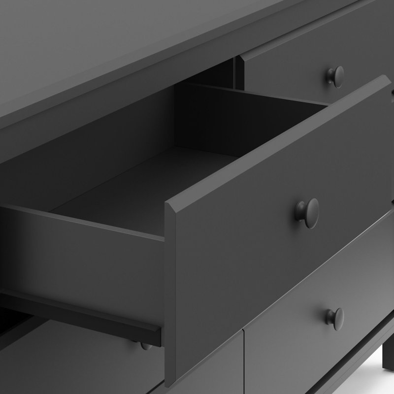 Alpine 6 Drawer Double Dresser, Gray