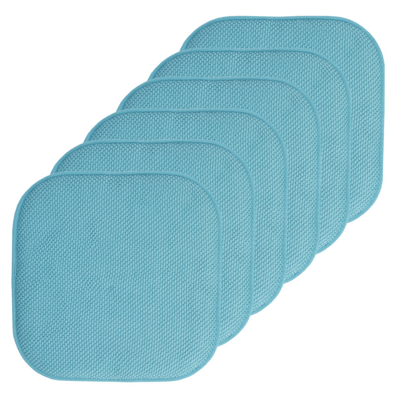 Honeycomb Non-Slip Indoor Chair Cushions, Teal, 6-Pack