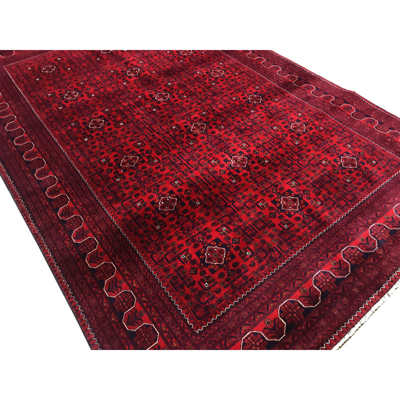 Hand-Knotted High-Quality Red Area Rug, Rectangle 6'5" x 9'5"
