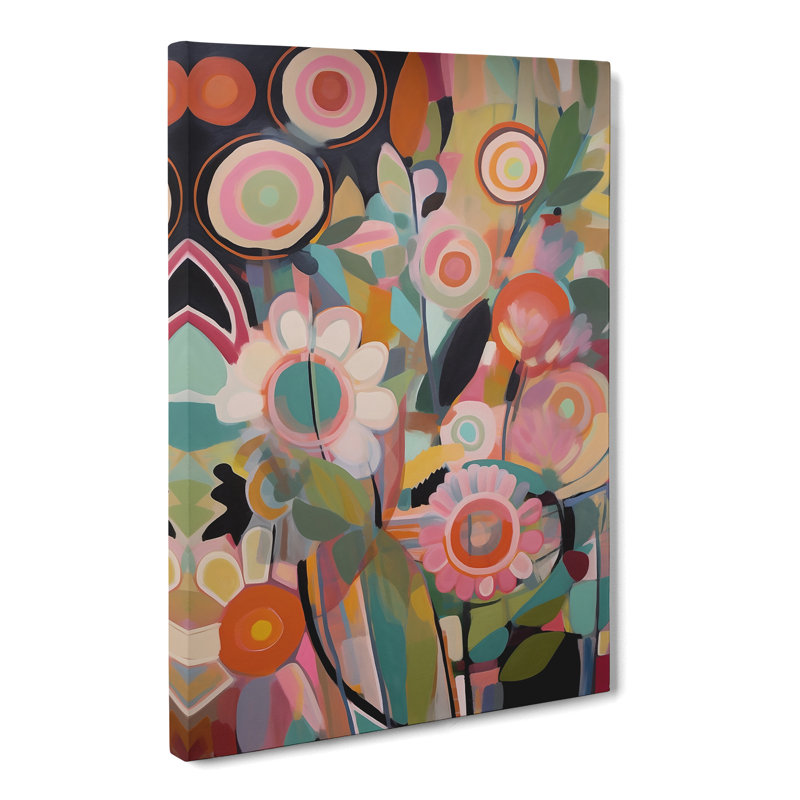 Deltha Retro Flowers Vol.8 - Wrapped Canvas, 76cm H x 50cm W
