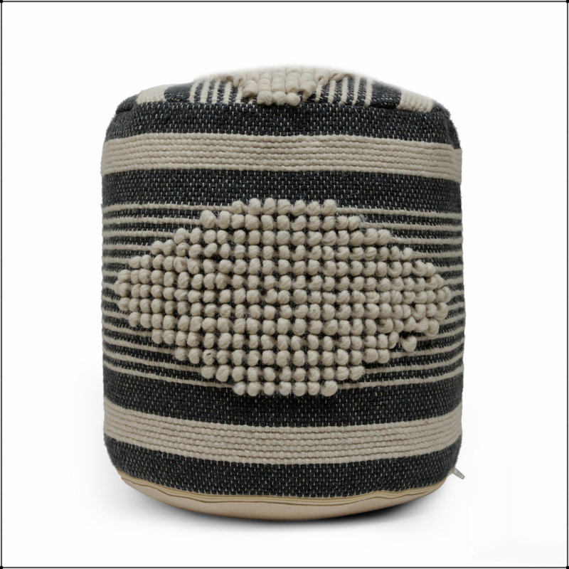 Diamond Handcrafted Fabric Cylindrical Pouf, Perfect for Stylish and Comfortable Seating or Footrest in Any Room, Dawn Grey