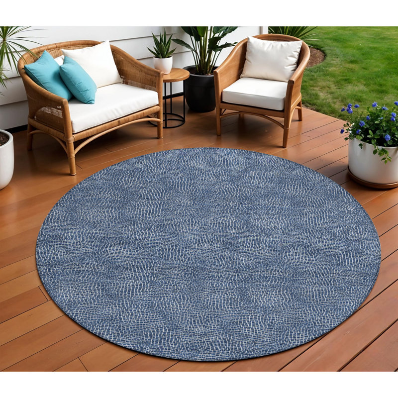 Tapis rond lavable intérieur / extérieur bleu marine 8 pi