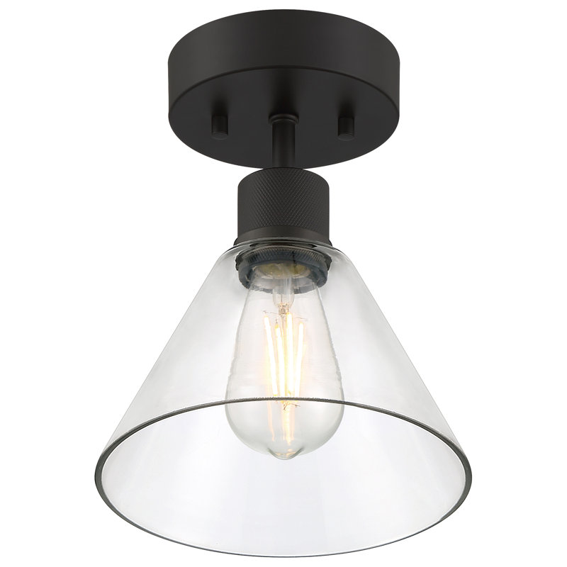 Southglenn Glass Semi Flush Mount, Matte Black