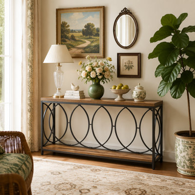 70.9" Console Table, 2-Tier Long Sofa Table Entryway Console with Storage Shelf