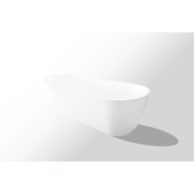 Baignoire autoportante de forme spéciale 67 po: finition blanc brillant, trop-plein chromé et bonde escamotable, certifiée Cupc