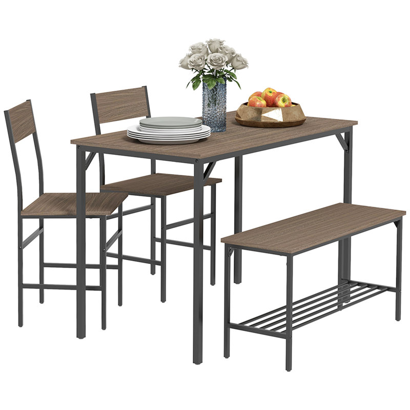 Waelder 4 - Person Dining Set, Grey/Black