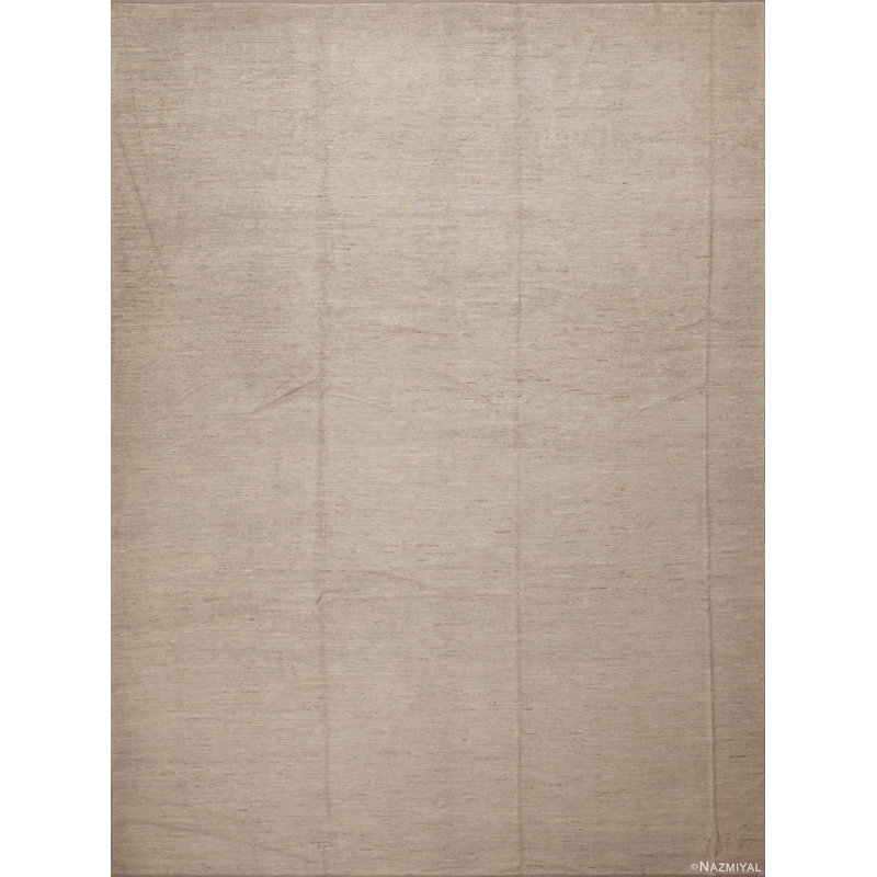 Tapis unique de style moderne et minimaliste abstrait crème / brun clair One-of-a-Kind