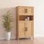 Armoire de rangement Mid-Century moderne à 4 portes avec portes en rotin tissé et tablettes réglables