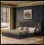 Structure de lit tapissier très grand avec tissu en chenille avec motif plissé, lit plateforme très grand avec base et tête de lit solide et table de chevet. Pas besoin de sommier tapissier - GRIS FONCÉ-1047424802-1047424805