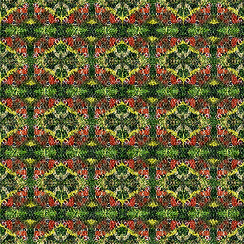Tapis vert/rouge tissé à la machine, Carré 8 pi
