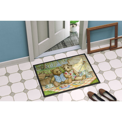 Tapis d’extérieur antidérapant pour porte de pique-nique summertime teddy ours