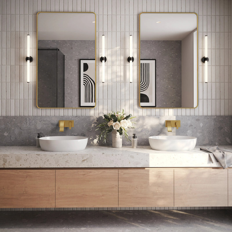 Wall Mounted Bathroom Faucet, Single-handle Bathroom Sink Faucet with Drain Assembly, Brushed Gold