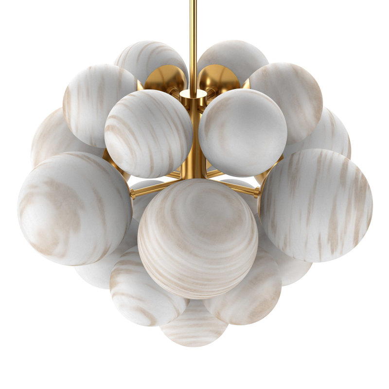 Nova 19 - Light Chandelier, Cream Marble, Burnished Brass