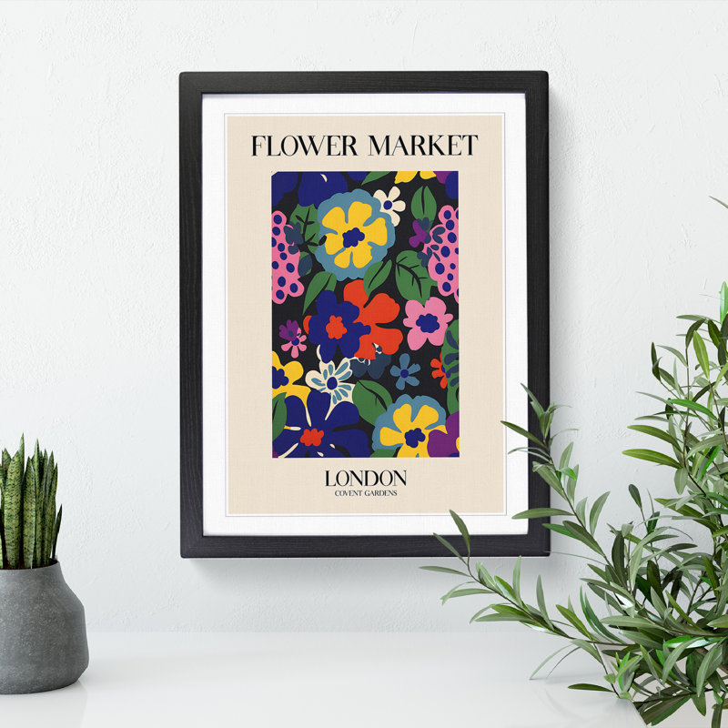 London Flower Market Exhibition 6 - Single Picture Frame Print on Wood, 46cm H x 34cm W x 2cm D