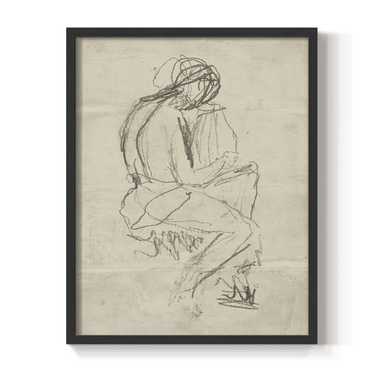 "Croquis rétro CIV" sur papier, Noir, H 14 po x l 11 po