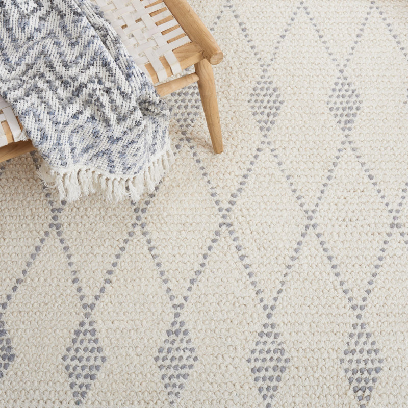 Segal Hand Woven Wool Geometric Rug, Rectangle 8' x 10'