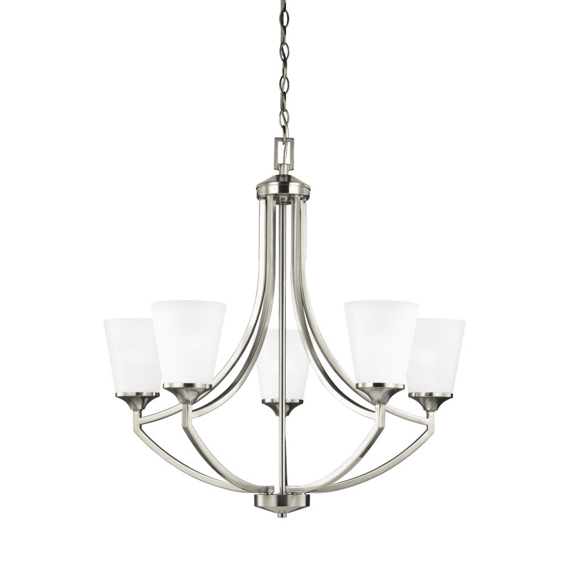 Lustre à cinq lumières Hanford de Génération Éclairage , Nickel brossé, Non