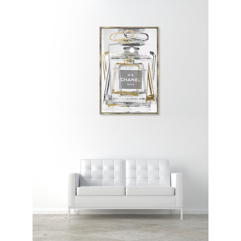 Infinite Glam Light Grey - impression sur toile, H 45 po x l 30 po, Toile encadrée, Doré