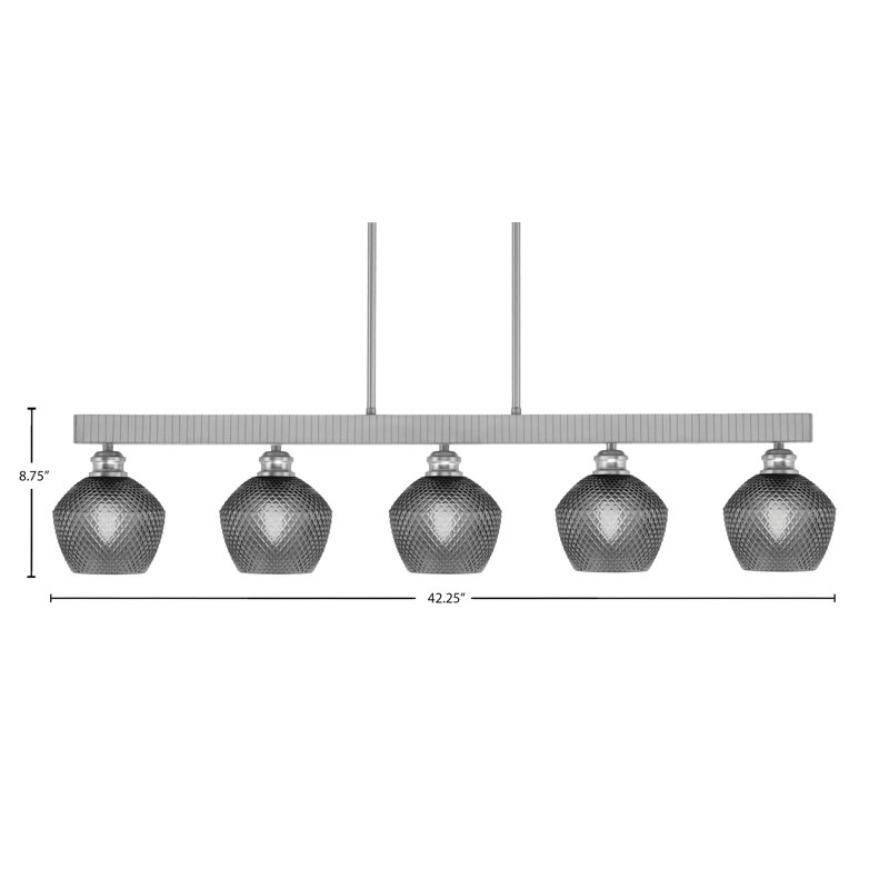 Edge 5 Light Bar With 6" Glass, Brushed Nickel, Smoke