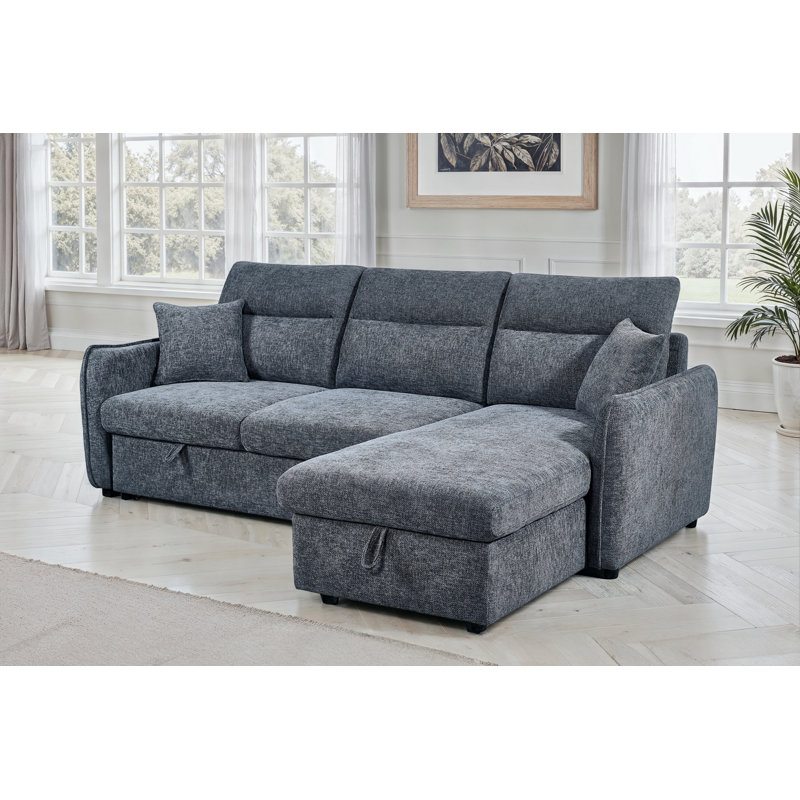4 Seater Sofa Bed, Blue, Right Hand Facing